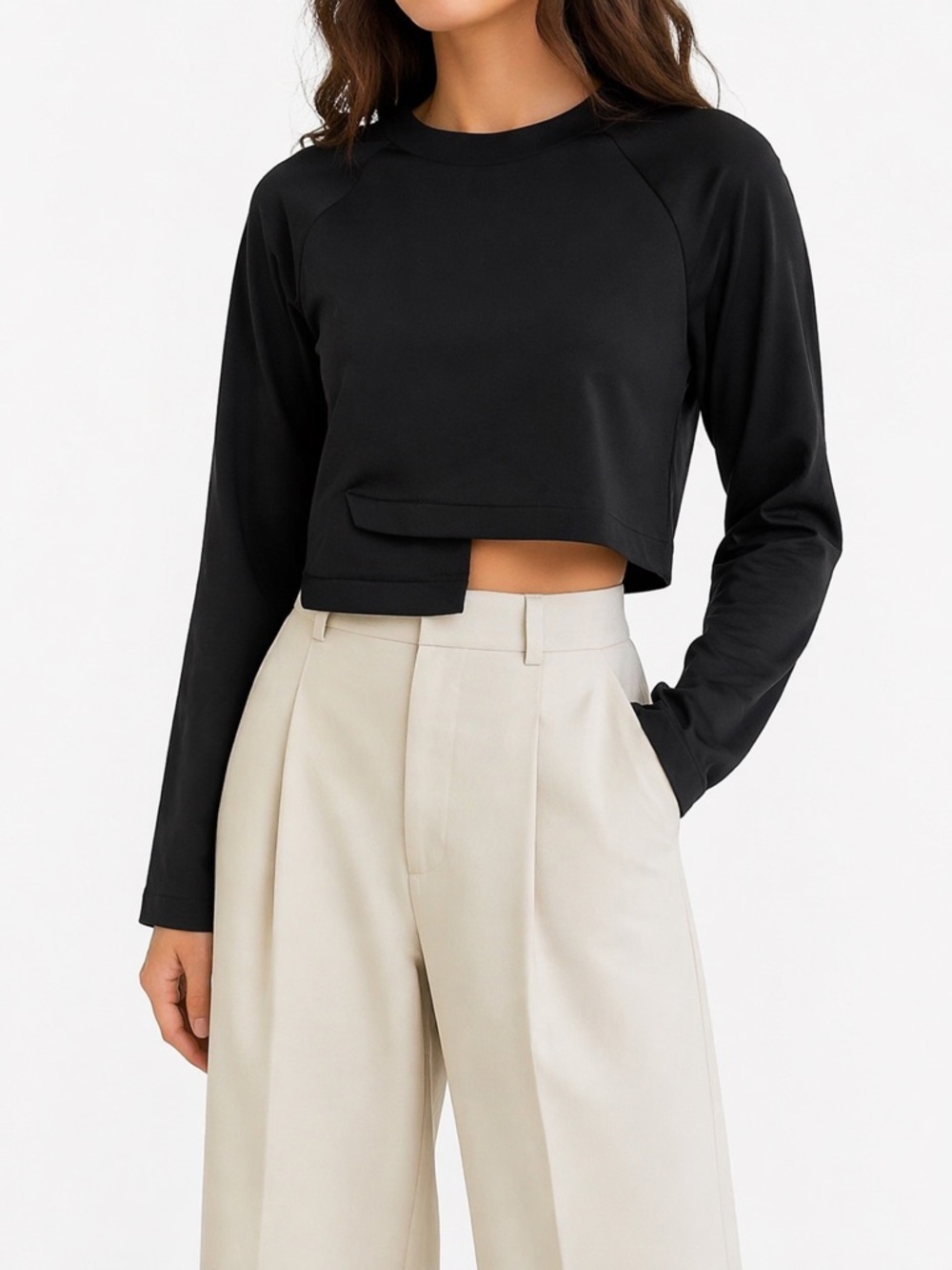 Area Stars Black Cropped Top Athleisure Minimalist Streetwear L NWT